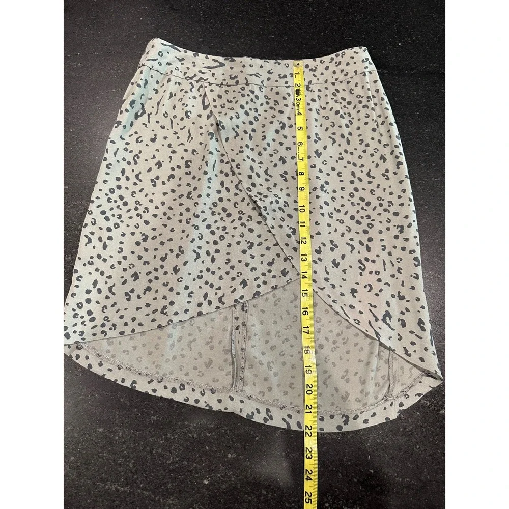 Michael Stars Faux Wrap Tulip Skirt S Sage Green Animal Print High Low Mini‎